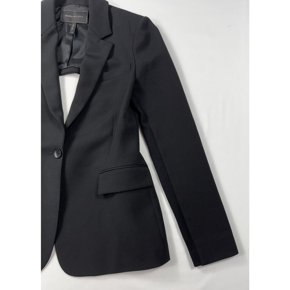 BCBGMAXAZRIA Womens Black Straight Fit Blazer Black Open-Back with Straps XS - Picture 6 of 12